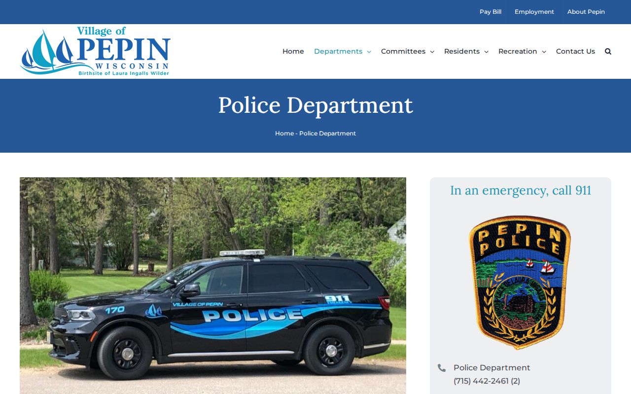 Village of Pepin Police booking record source in Pepin County